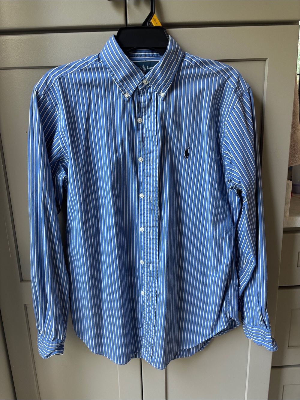 Ralph Lauren Blue and White Striped Button-Down Shirt